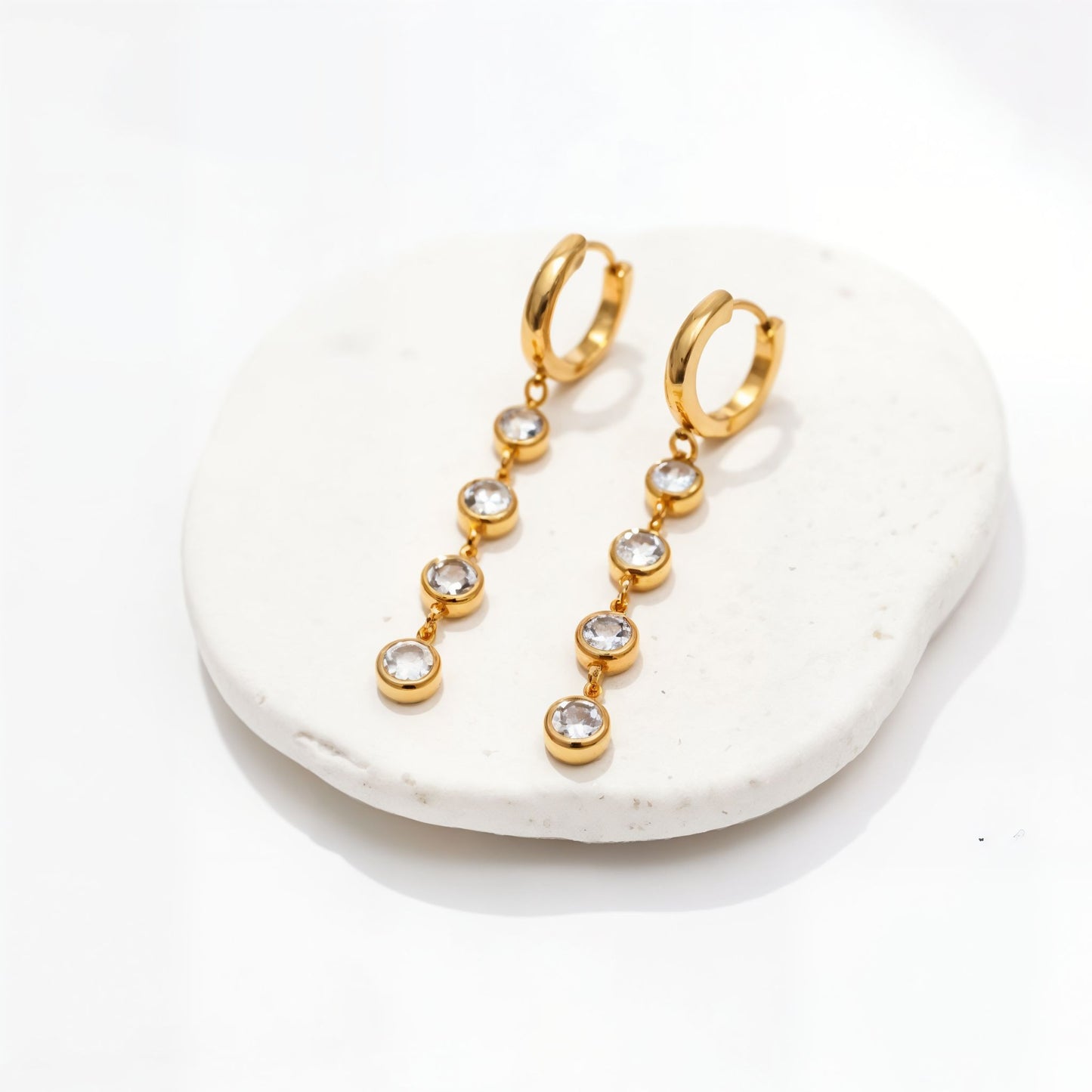 Cascade and Shine Zircon Dangle Earrings