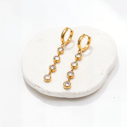 Cascade and Shine Zircon Dangle Earrings