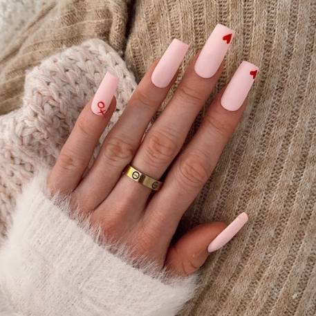 52 Valentine's Day Nail Art Designs & Ideas 2023 : Small Pink & Red Heart  Tips