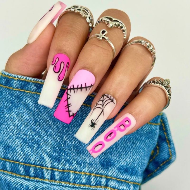 20 Wickedly Awesome Pink Halloween Nails - Uptown Girl