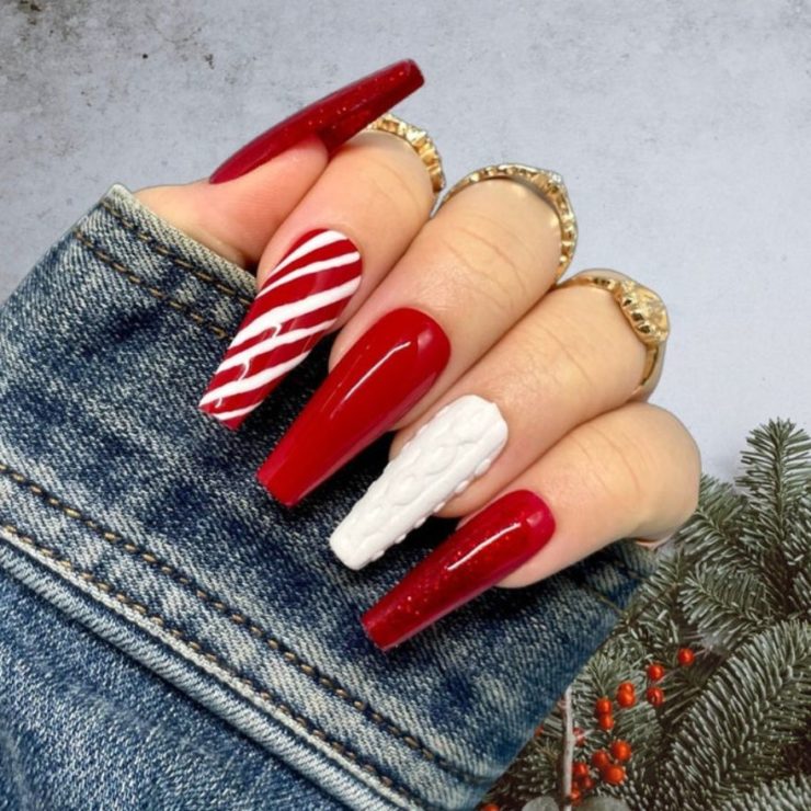 22 Festive Red and White Christmas Nails for 2023 Uptown Girl