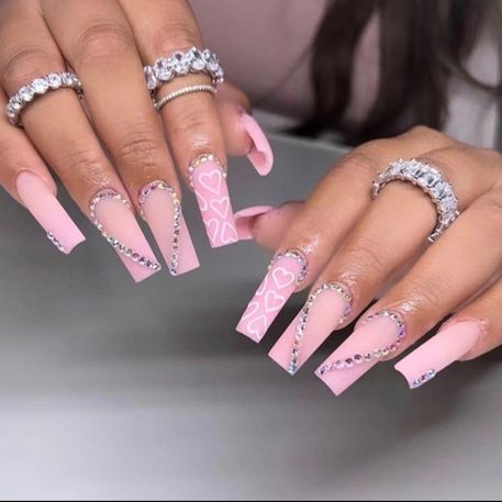 StylishBelles on X: Elegant white acrylic nails with rhinestones