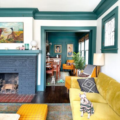 27 Unique Painted Fireplace Makeovers To Inspire You Uptown Girl   Painted Fireplace Ideas 410x410 