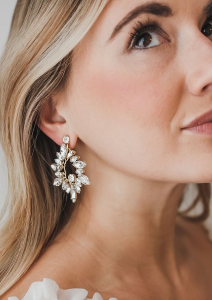 Bridal Earrings - Crystal Leaf Dangle – Gilded Sapphire