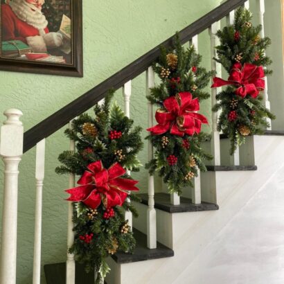 27 Stunning Christmas Staircase Decor Ideas You Need To Try Now   Christmas Staircase Decor Ideas 410x410 